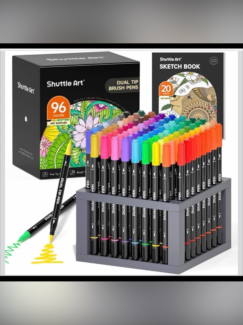 Dual Tip Brush Pens - 96 Colors (Assorted Bright Colors)